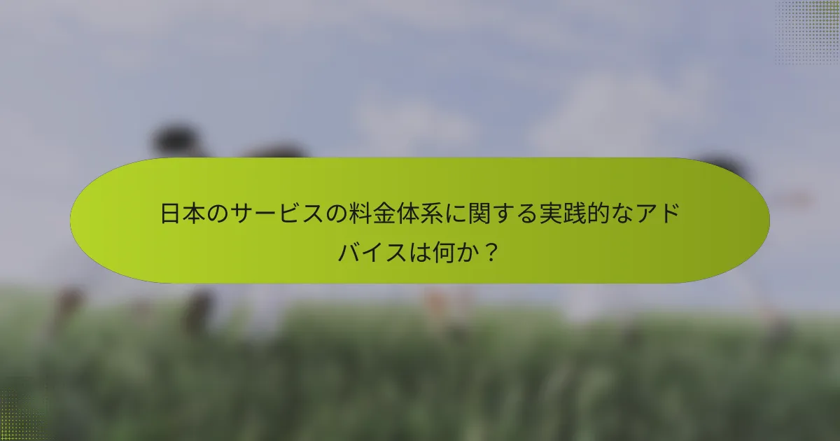 日本のサービスの料金体系に関する実践的なアドバイスは何か？