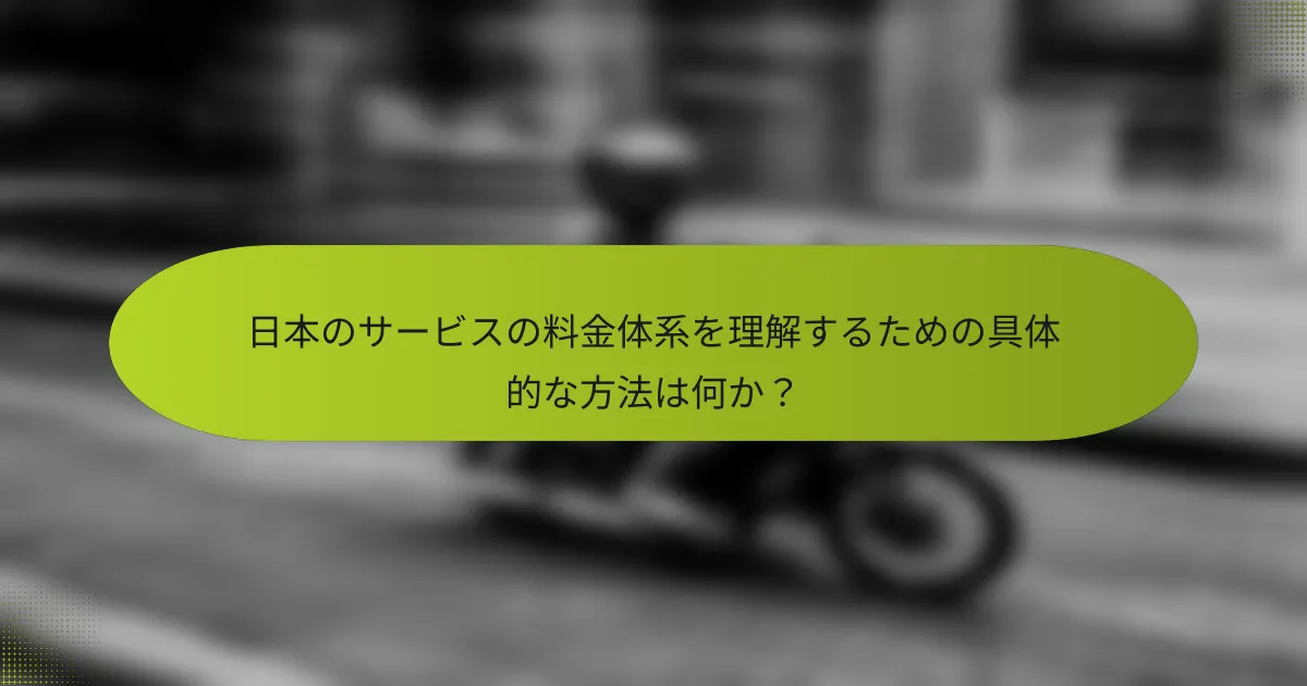 日本のサービスの料金体系を理解するための具体的な方法は何か？