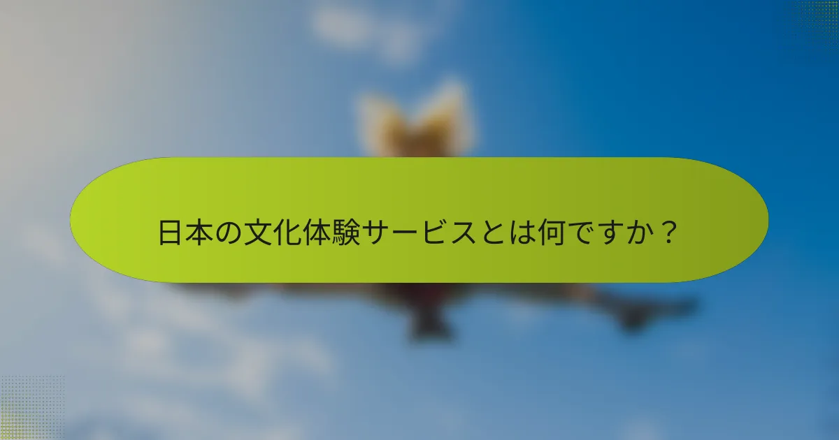 日本の文化体験サービスとは何ですか？